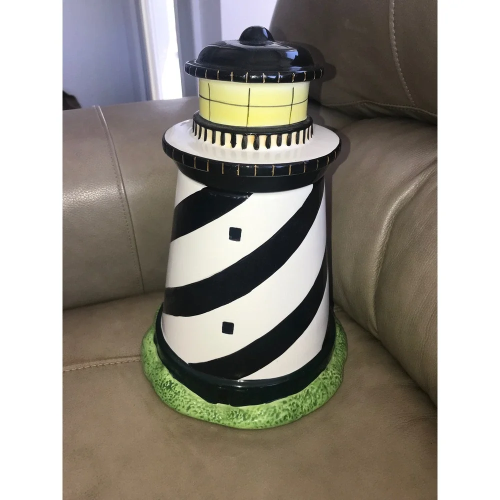Warren Kimble Sakura Coastal Breeze Lighthouse Cookie Jar Ceramic Vintage 1998